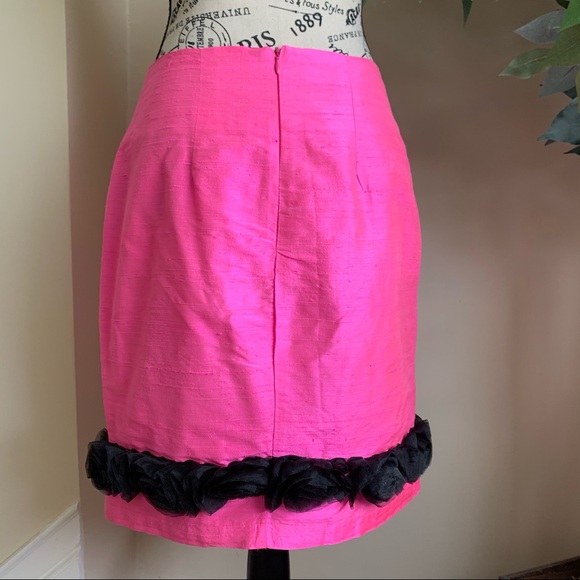 Snappy Turtle Silk Floral Appliqué Trim Pencil Skirt Pink Sz 8 - Picture 6 of 9